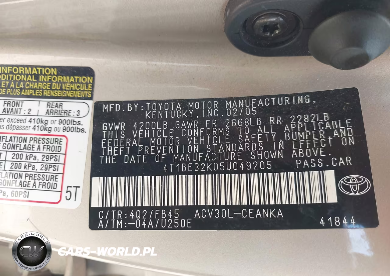 2005 Toyota Camry Std VIN:4T1BE32K05U049205 - 9