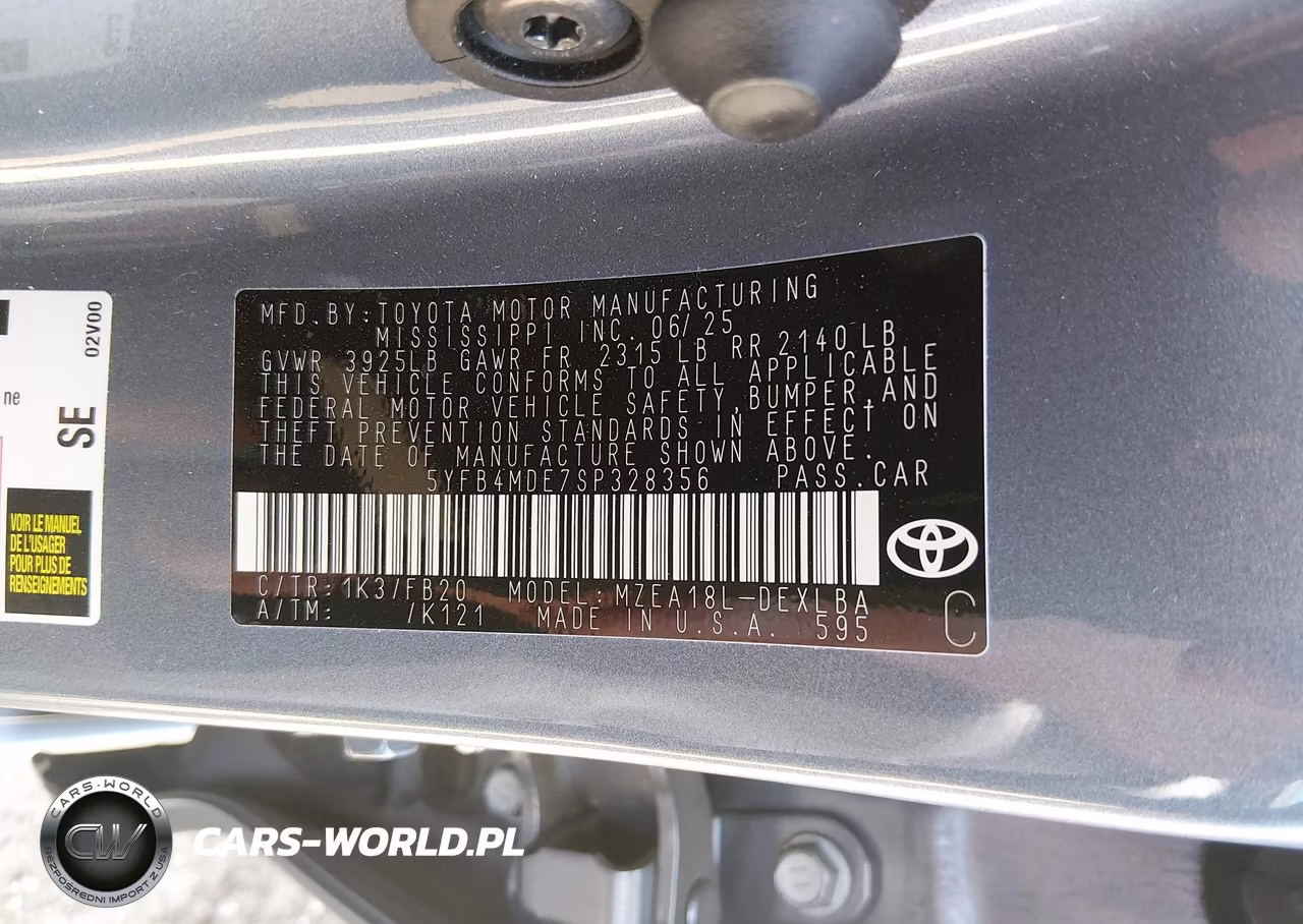 2025 Toyota Corolla Le VIN:5YFB4MDE7SP328356 - 9