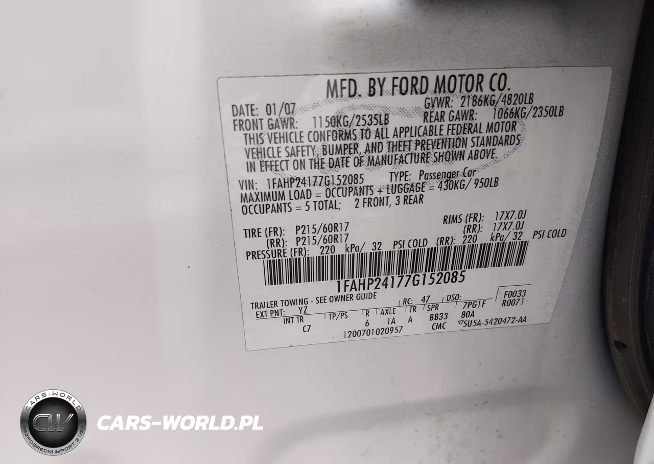 2007 Ford Five Hundred Sel VIN:1FAHP24177G152085 - 9