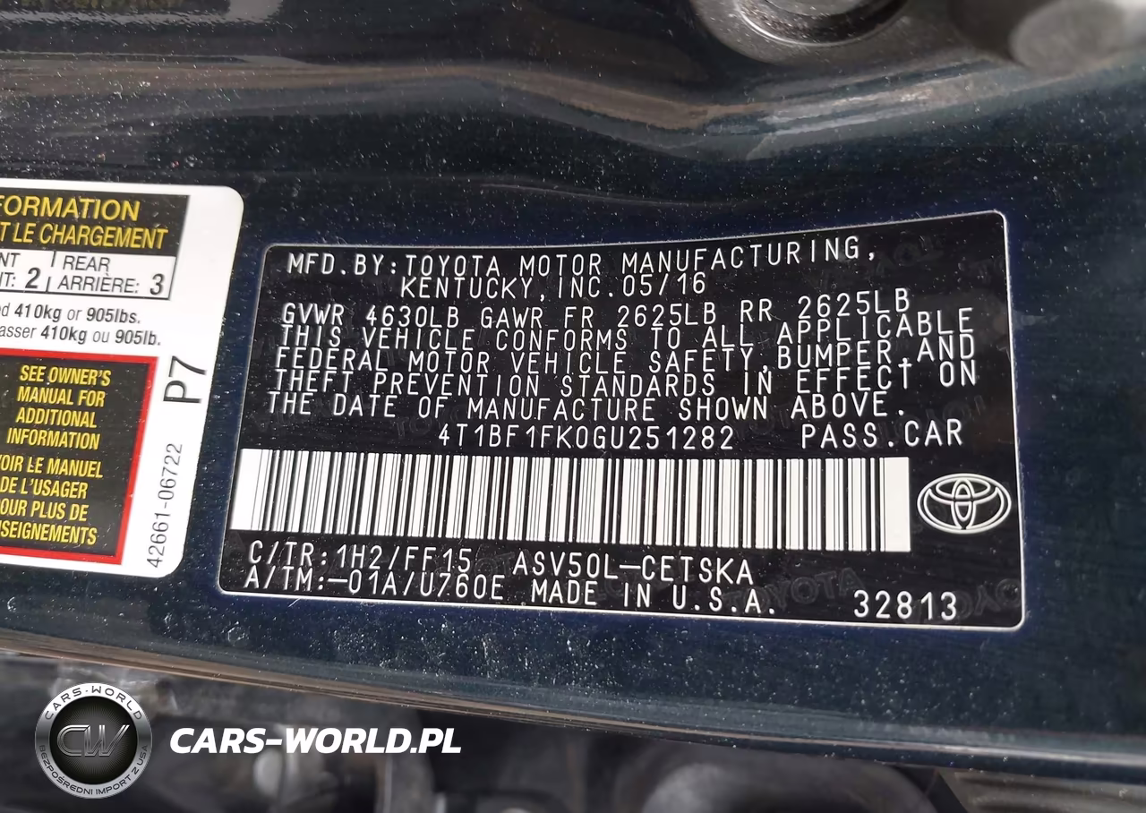2016 Toyota Camry Se VIN:4T1BF1FK0GU251282 - 9