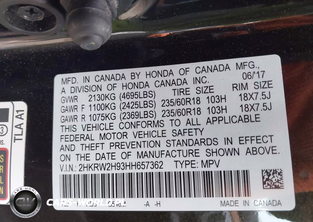 2017 Honda Cr-V Touring VIN:2HKRW2H93HH657362 - 9