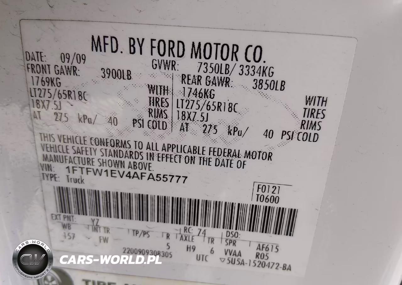 2010 Ford F-150 Fx4-Harley-Davidson-King Ranch-Lariat-Platinum-Xl-Xlt VIN:1FTFW1EV4AFA55777 - 9