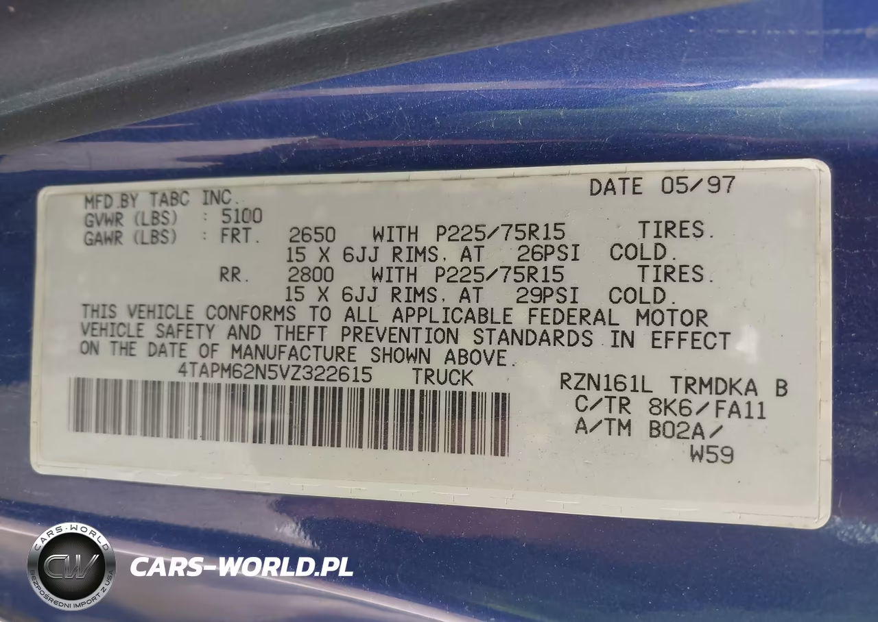 1997 Toyota Tacoma VIN:4TAPM62N5VZ322615 - 9