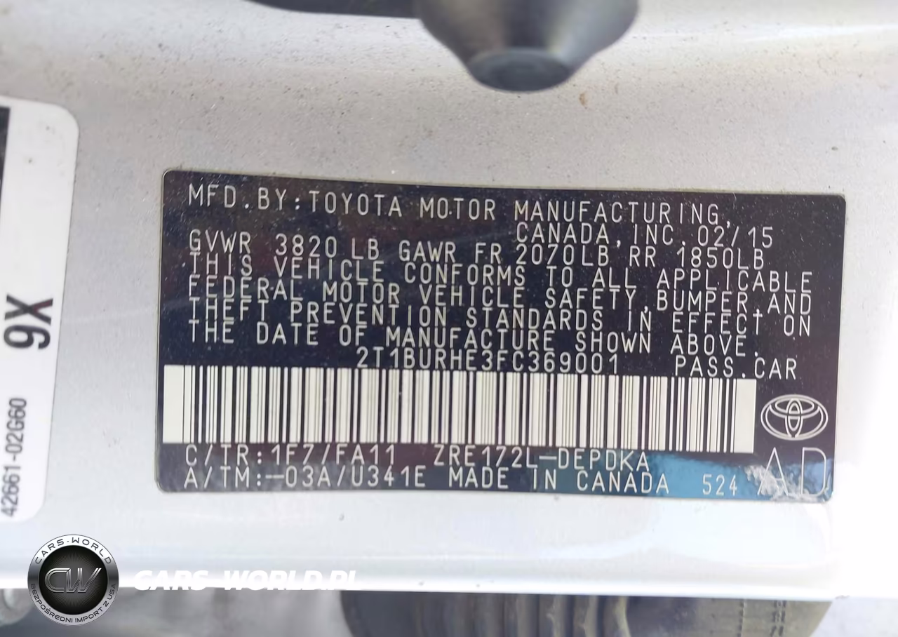 2015 Toyota Corolla L VIN:2T1BURHE3FC369001 - 9