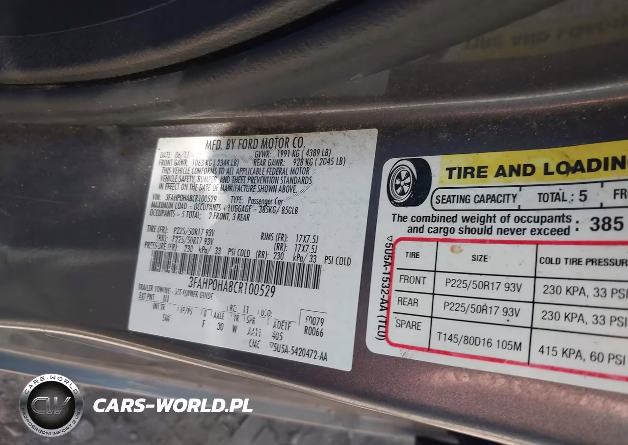 2012 Ford Fusion Se VIN:3FAHP0HA8CR100529 - 9