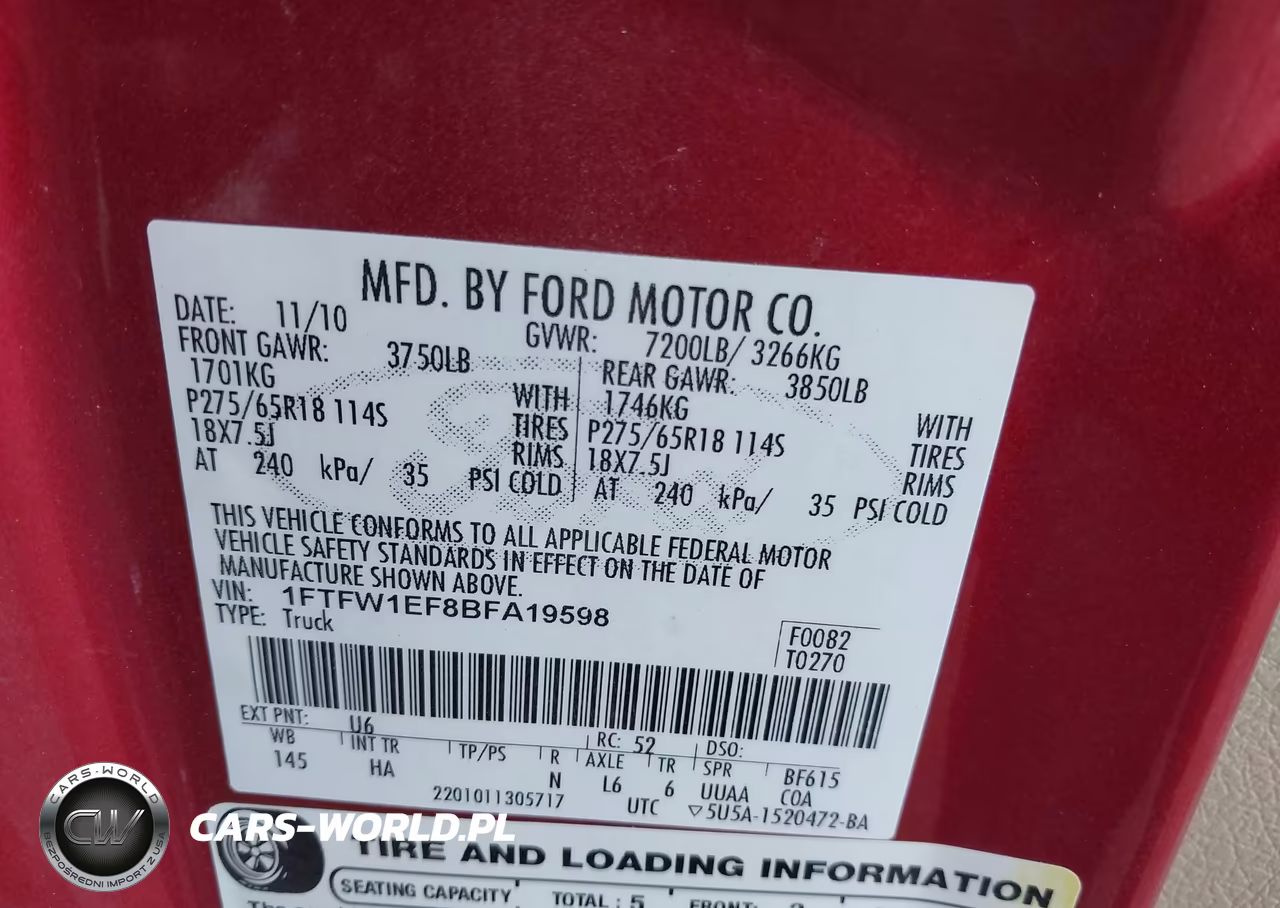 2011 Ford F-150 Lariat VIN:1FTFW1EF8BFA19598 - 9
