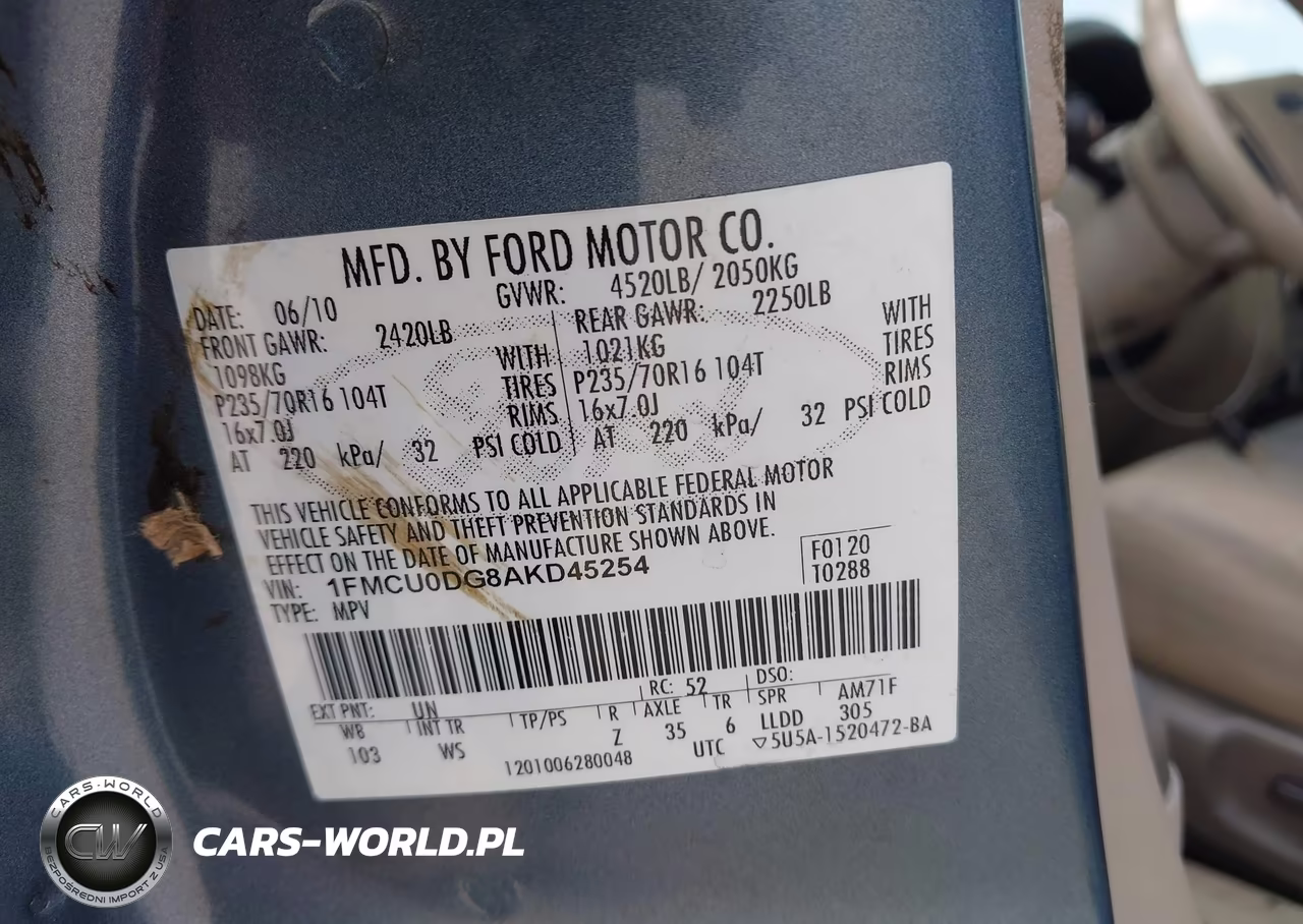 2010 Ford Escape Xlt VIN:1FMCU0DG8AKD45254 - 9