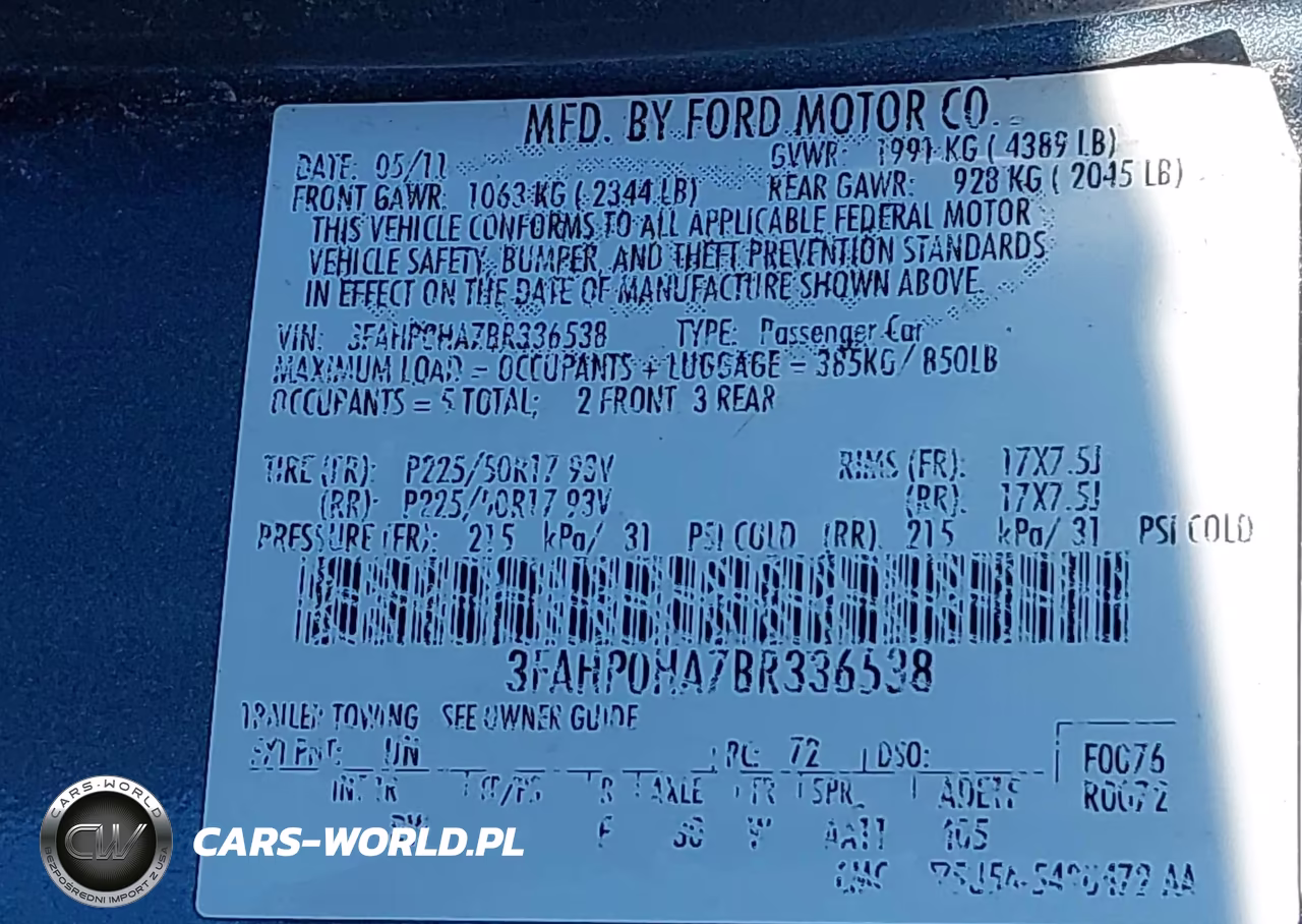 2011 Ford Fusion Se VIN:3FAHP0HA7BR336538 - 9