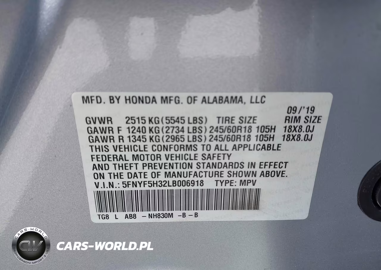 2020 Honda Pilot 2Wd Ex VIN:5FNYF5H32LB006918 - 9