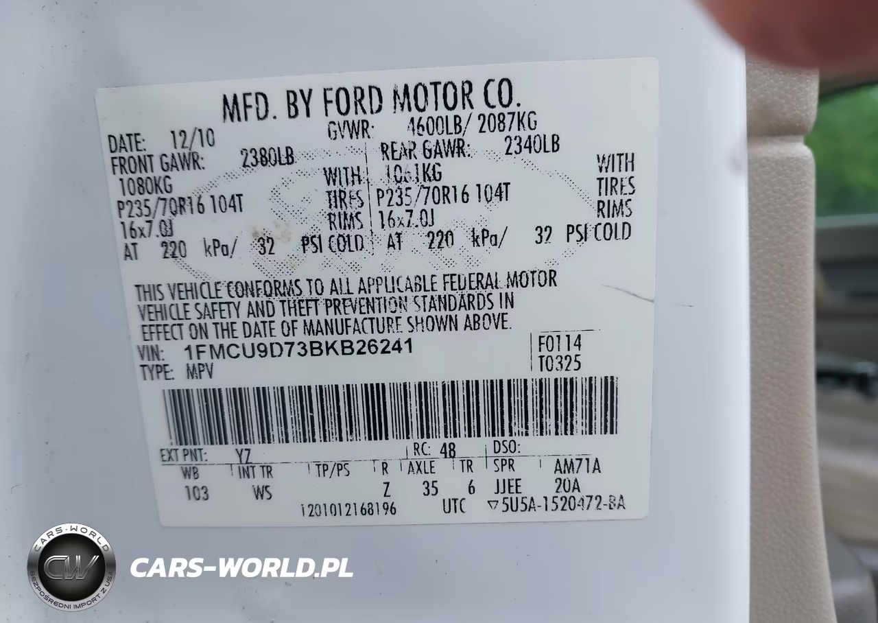 2011 Ford Escape Xlt VIN:1FMCU9D73BKB26241 - 9