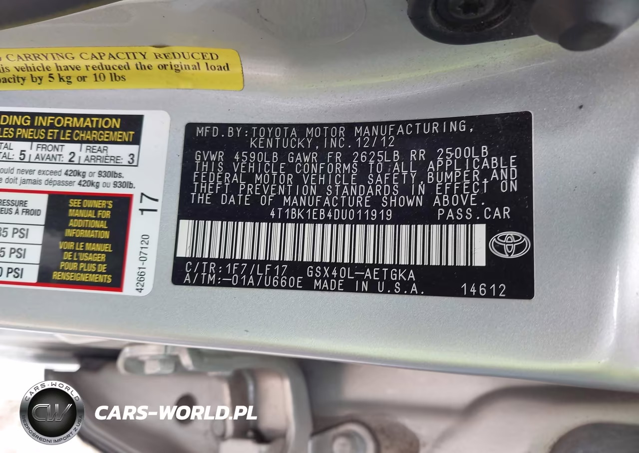 2013 Toyota Avalon Xle Premium VIN:4T1BK1EB4DU011919 - 9