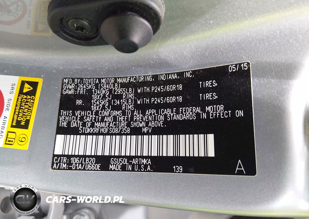 2015 Toyota Highlander Xle V6 VIN:5TDKKRFH0FS087358 - 9