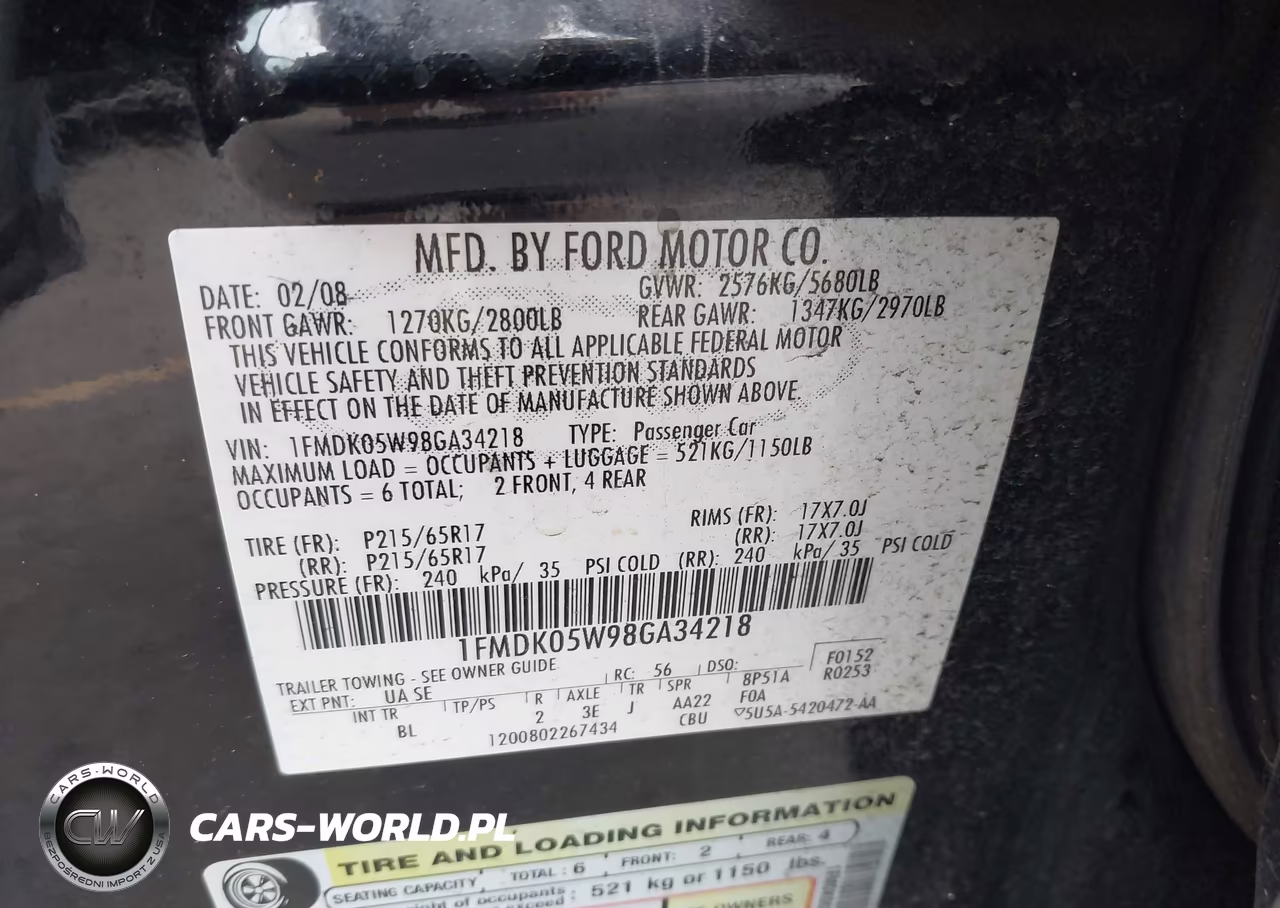 2008 Ford Taurus X Sel VIN:1FMDK05W98GA34218 - 9