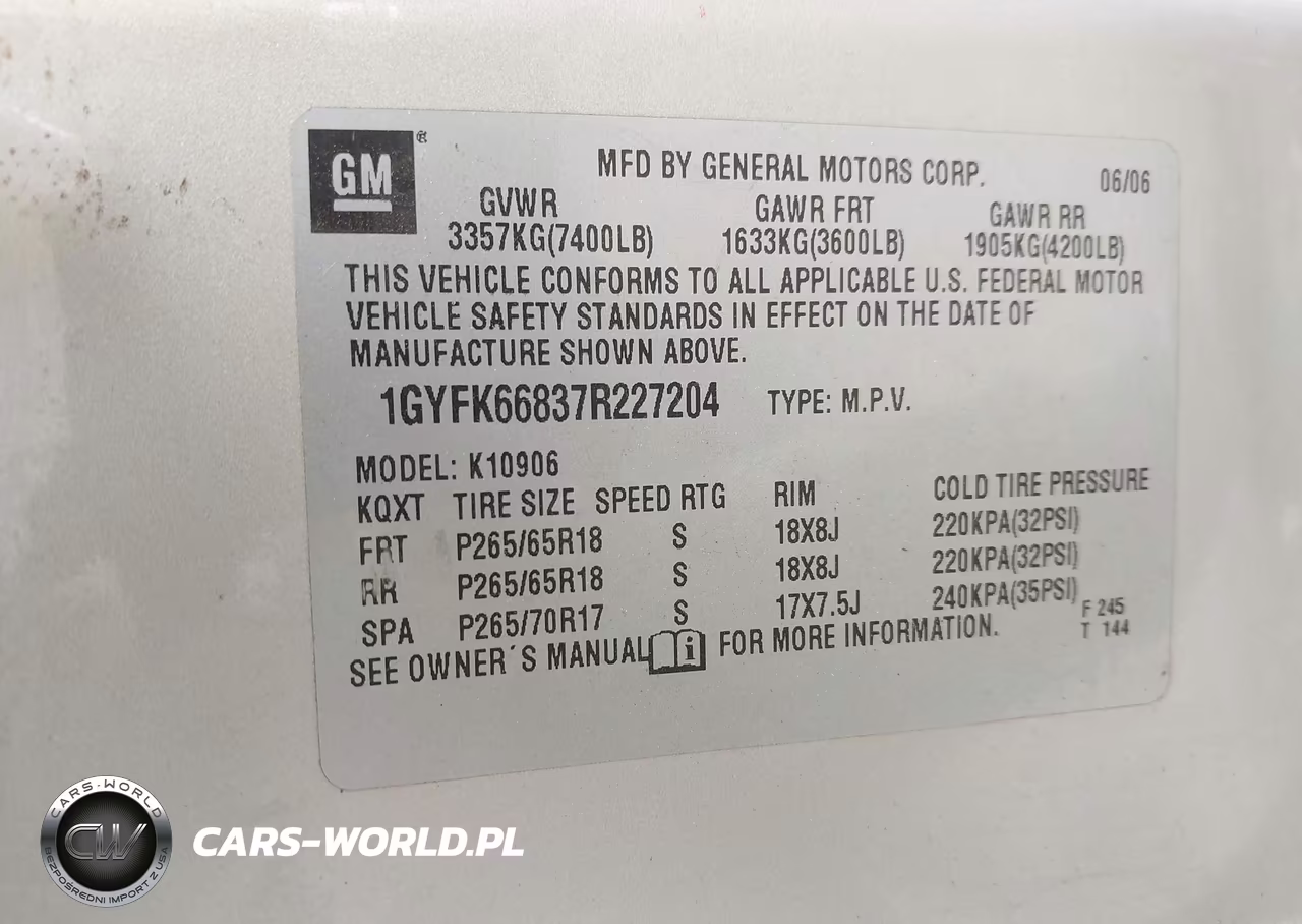 2007 Cadillac Escalade Esv Standard VIN:1GYFK66837R227204 - 9