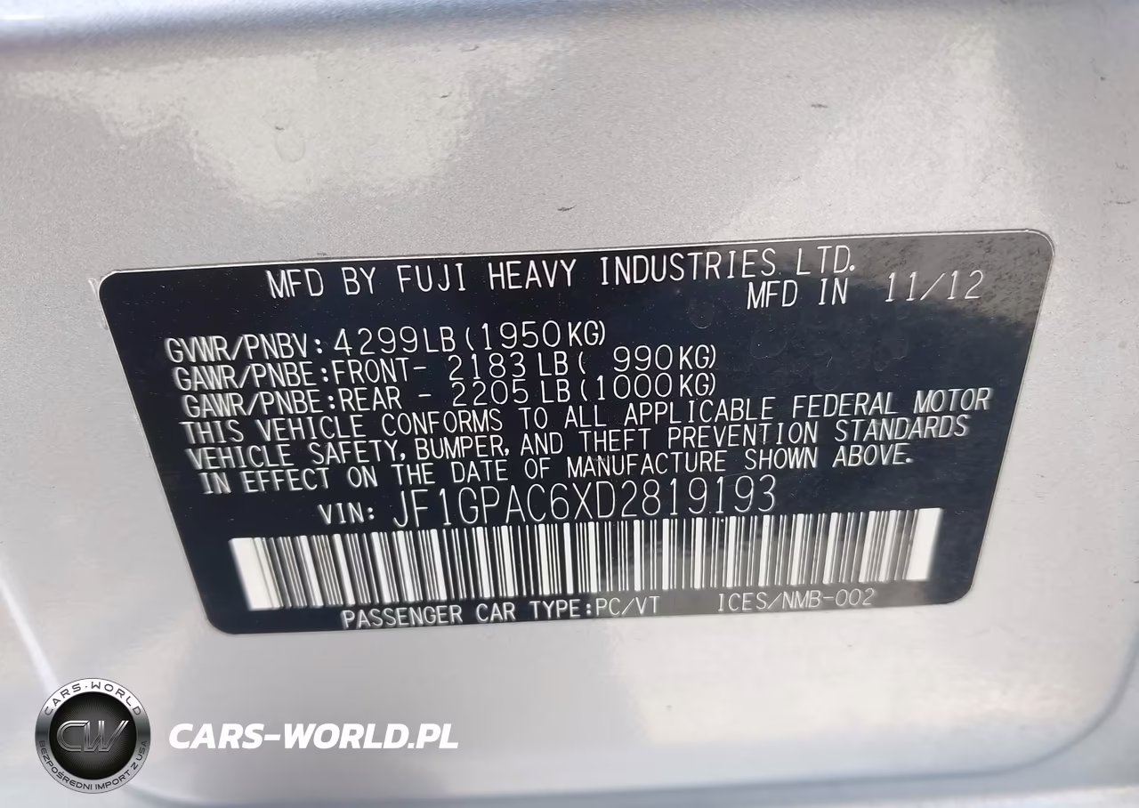 2013 Subaru Impreza 2.0I Premium VIN:JF1GPAC6XD2819193 - 9