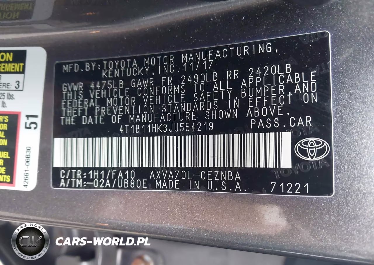 2018 Toyota Camry Le VIN:4T1B11HK3JU554219 - 9