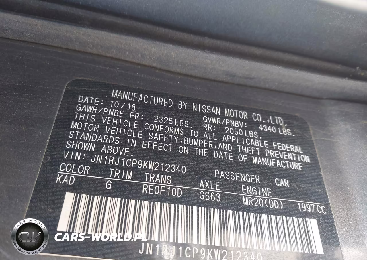 2019 Nissan Rogue Sport S VIN:JN1BJ1CP9KW212340 - 9