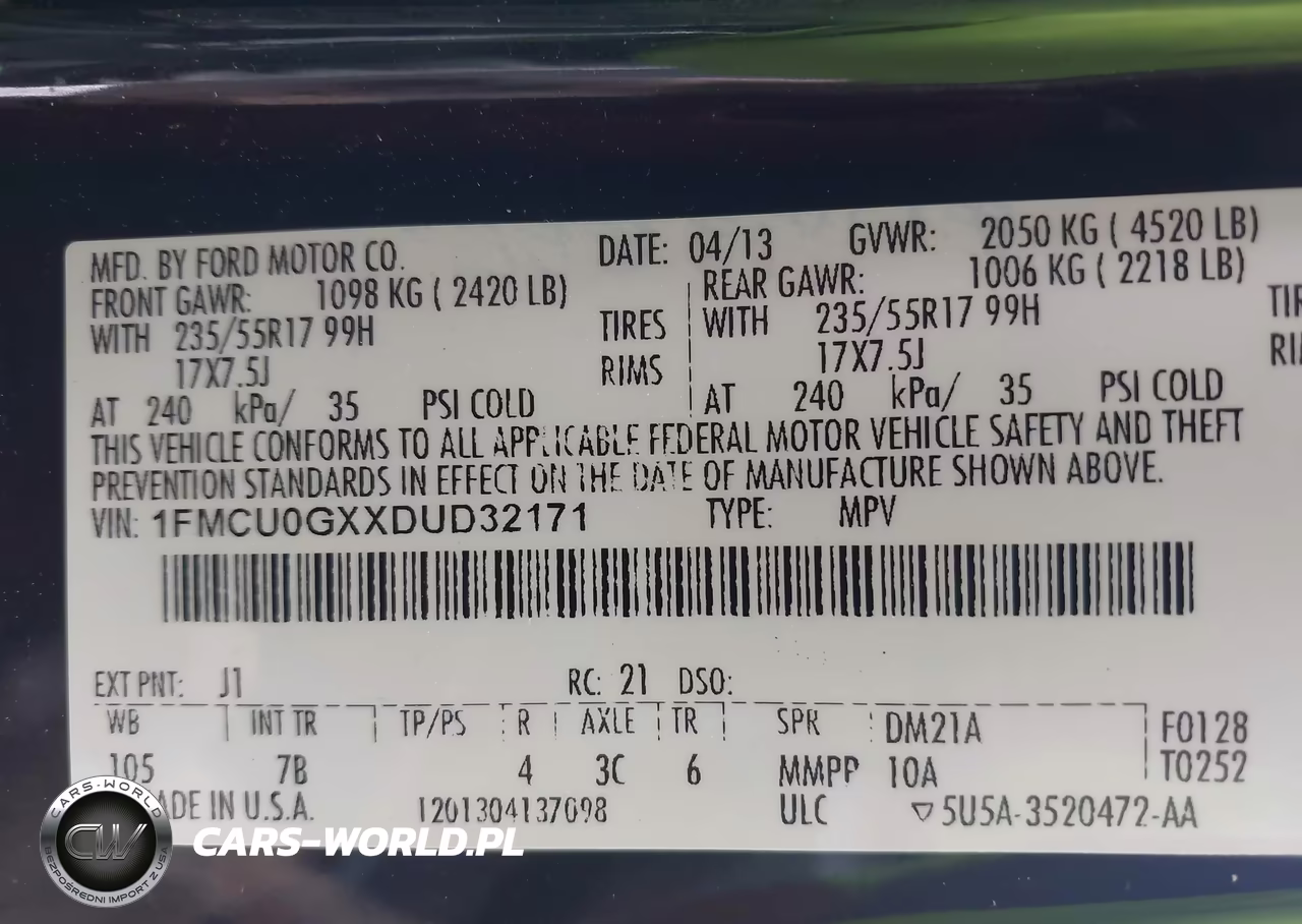 2013 Ford Escape Se VIN:1FMCU0GXXDUD32171 - 9