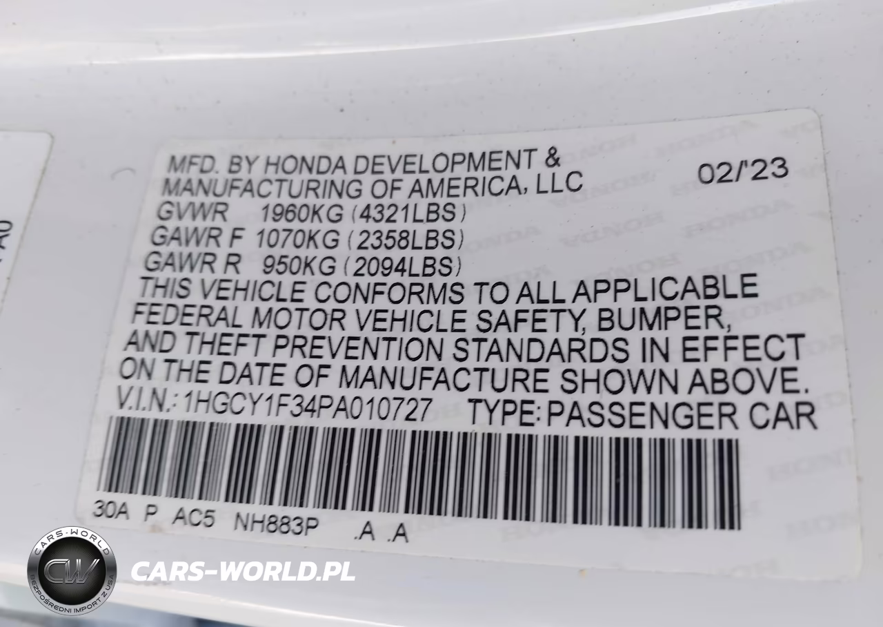 2023 Honda Accord Ex VIN:1HGCY1F34PA010727 - 9