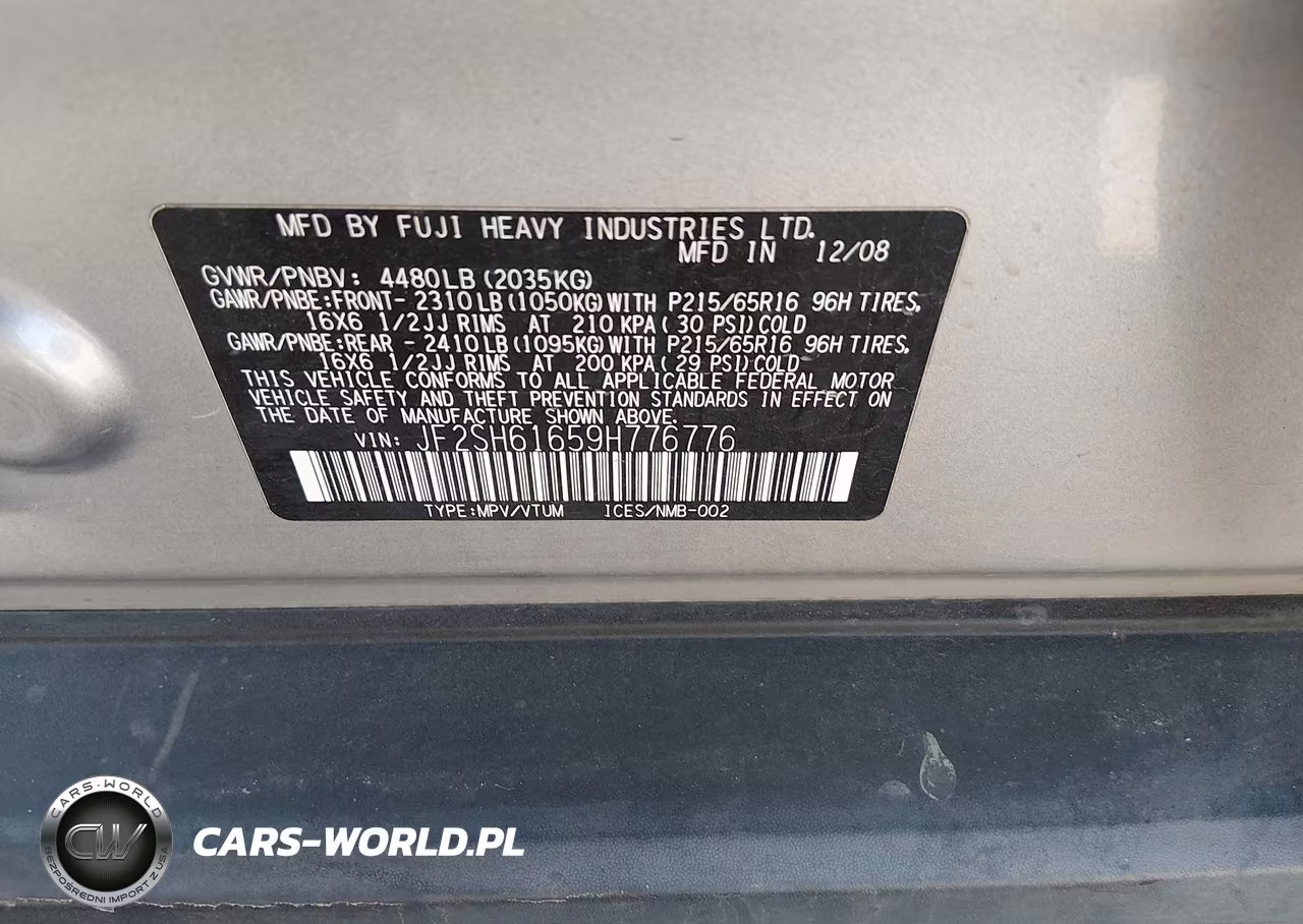 2009 Subaru Forester 2.5X VIN:JF2SH61659H776776 - 9