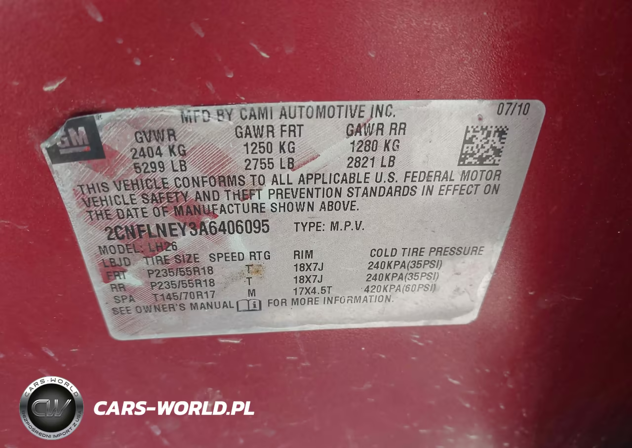 2010 Chevrolet Equinox Lt VIN:2CNFLNEY3A6406095 - 9