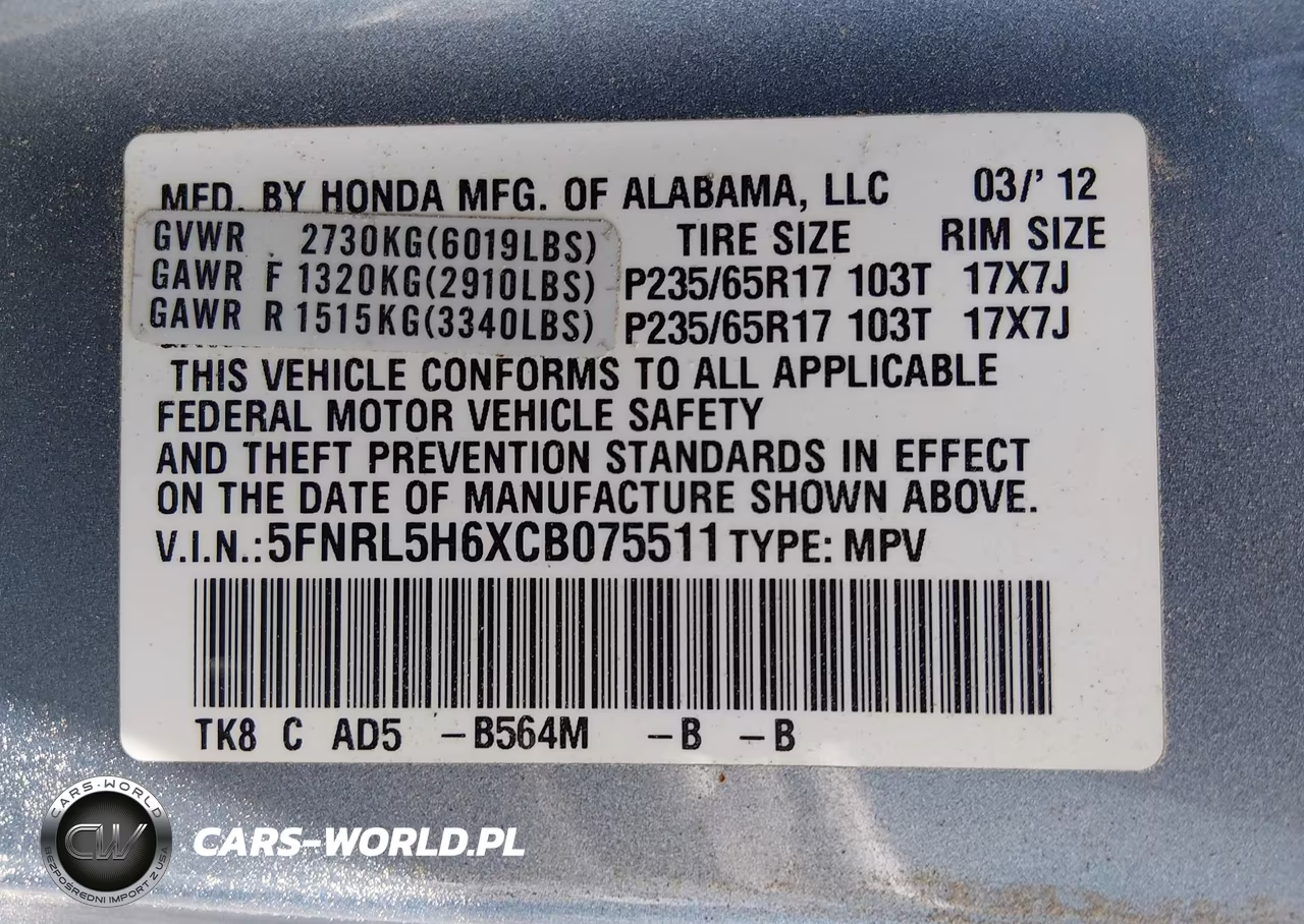 2012 Honda Odyssey Ex-L VIN:5FNRL5H6XCB075511 - 9