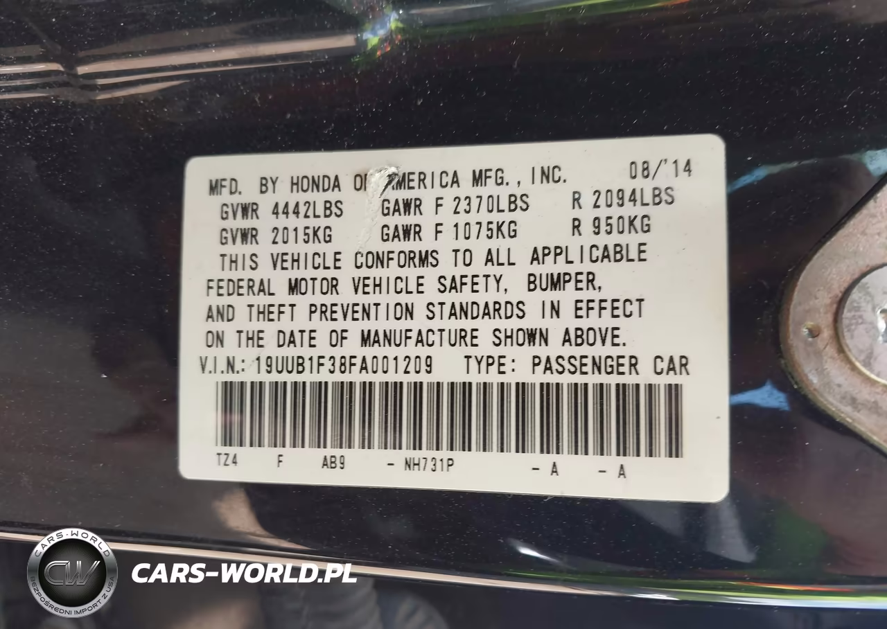 2015 Acura Tlx VIN:19UUB1F38FA001209 - 9