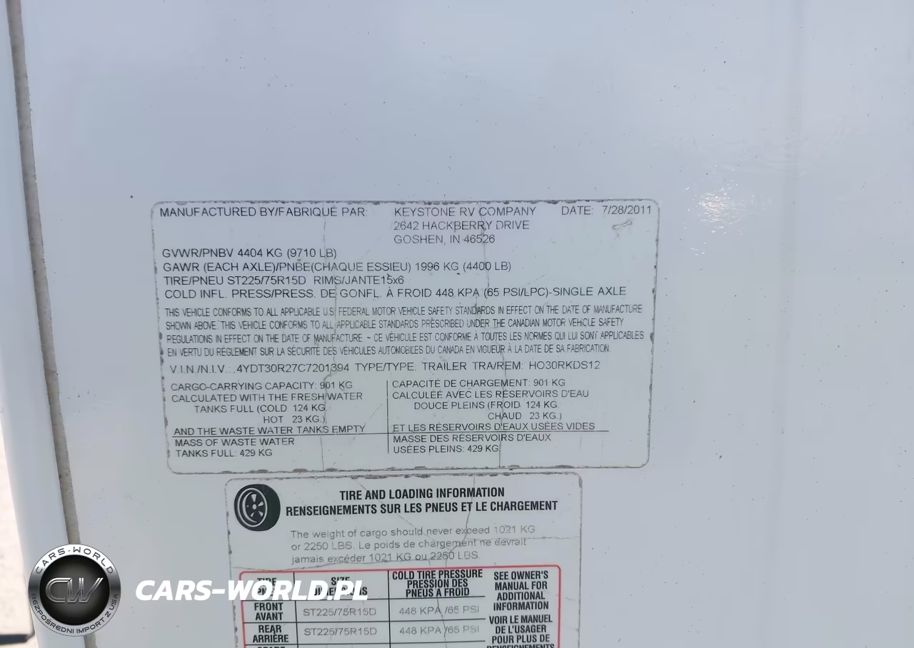 2012 Keystone Rv Other VIN:4YDT30R27C7201394 - 9