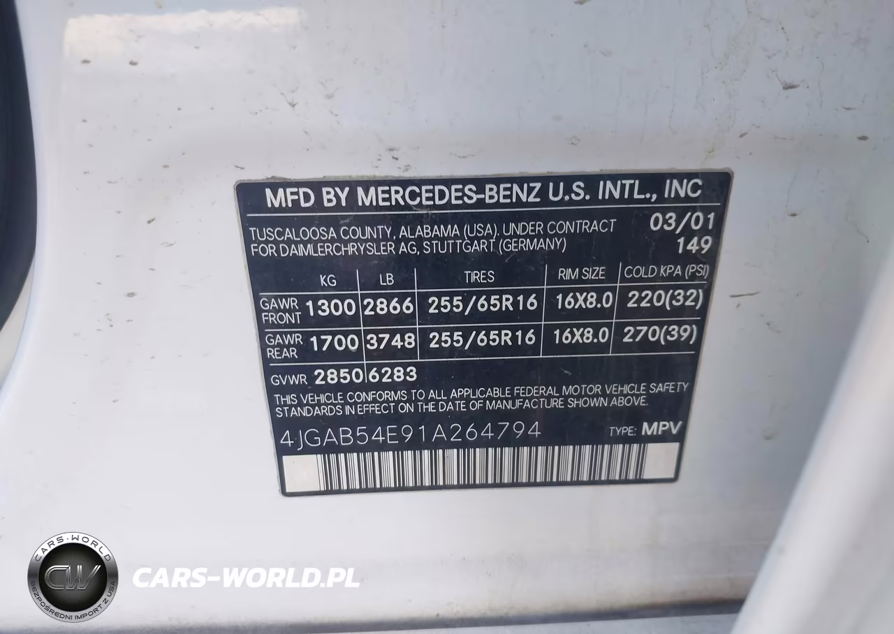 2001 Mercedes-Benz Ml 320 VIN:4JGAB54E91A264794 - 9