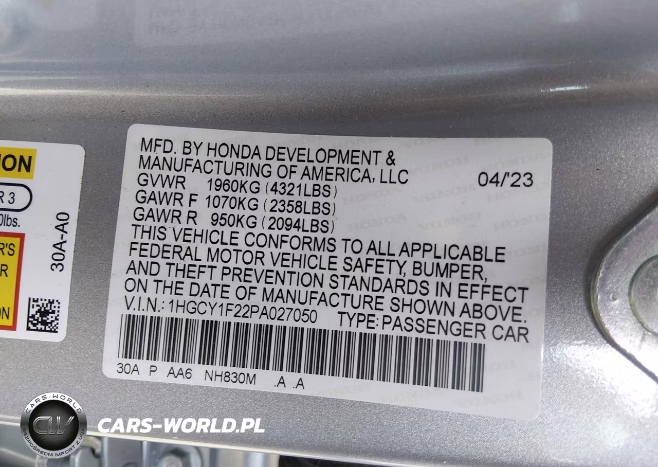 2023 Honda Accord Lx VIN:1HGCY1F22PA027050 - 9