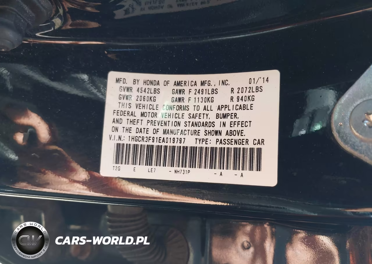 2014 Honda Accord Touring VIN:1HGCR3F91EA019797 - 9