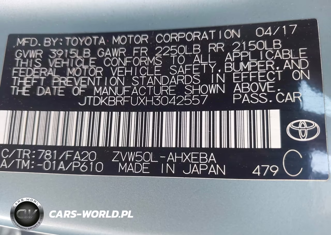 2017 Toyota Prius Two VIN:JTDKBRFUXH3042557 - 9
