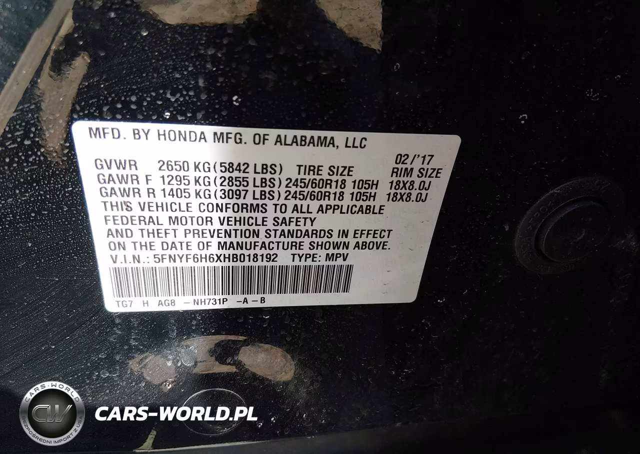 2017 Honda Pilot Ex-L VIN:5FNYF6H6XHB018192 - 9