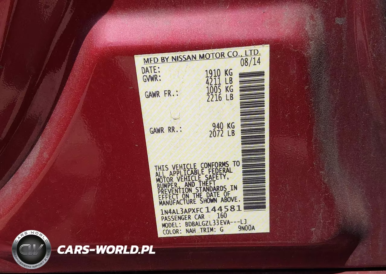 2015 Nissan Altima 2.5 S VIN:1N4AL3APXFC144581 - 9