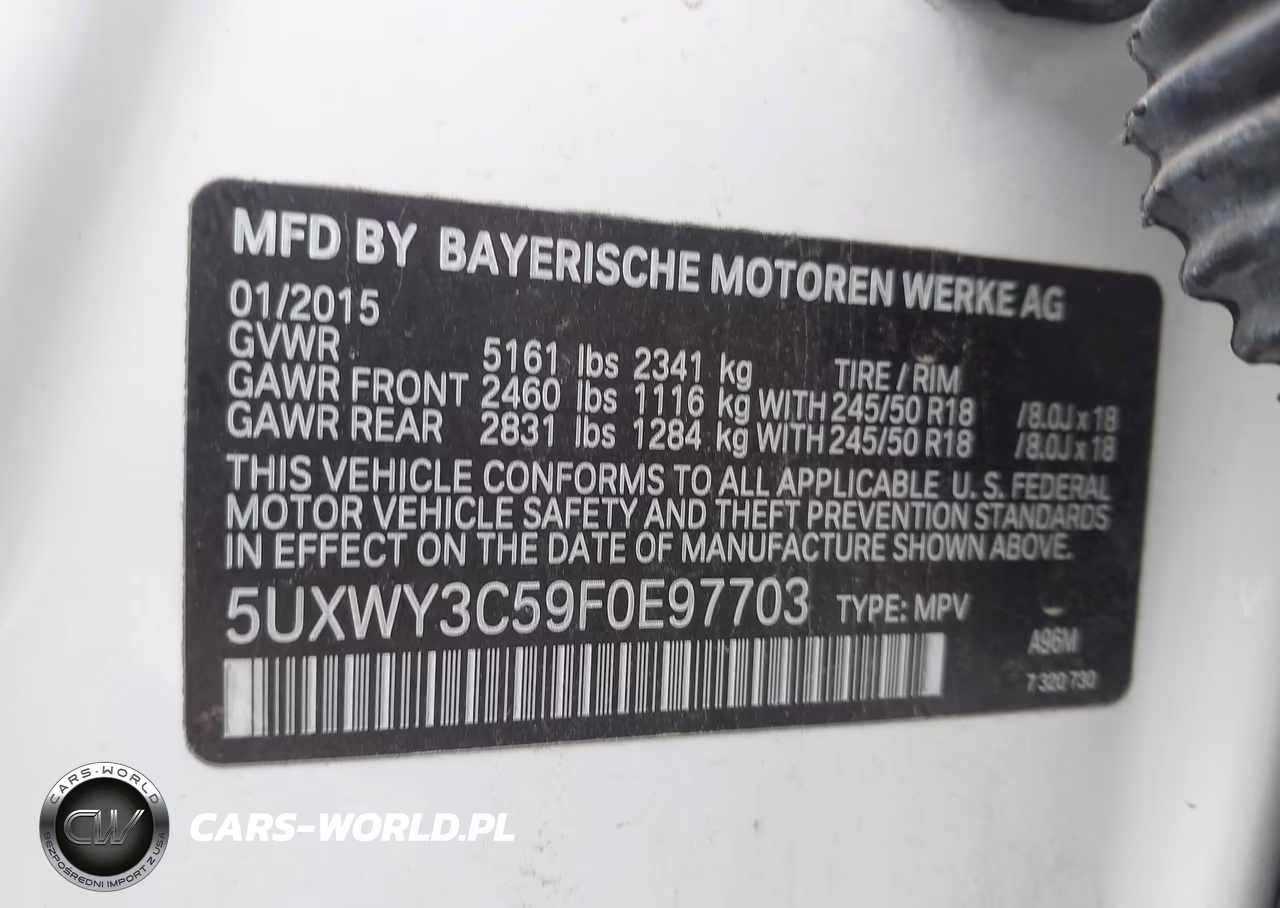 2015 BMW X3 xDrive28D VIN:5UXWY3C59F0E97703 - 9