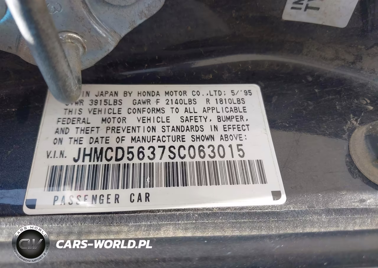 1995 Honda Accord Lx VIN:JHMCD5637SC063015 - 9