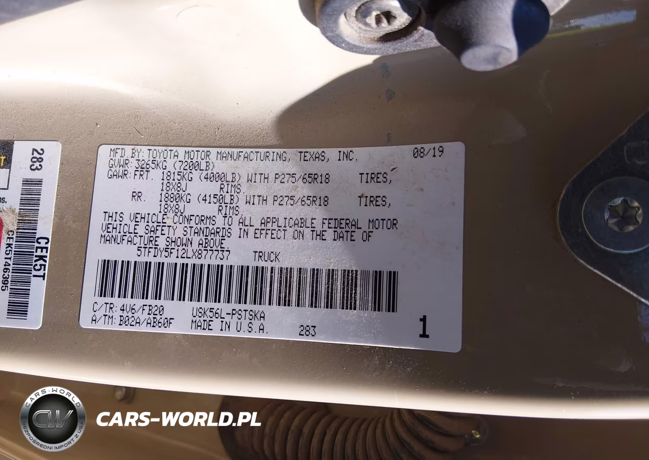 2020 Toyota Tundra Sr5 VIN:5TFDY5F12LX877737 - 9