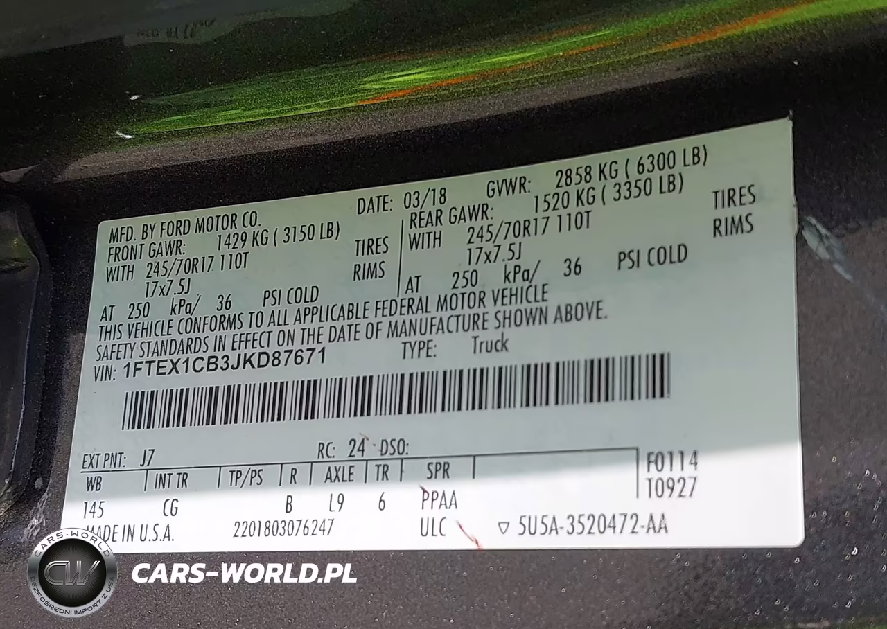 2018 Ford F-150 Xl VIN:1FTEX1CB3JKD87671 - 9