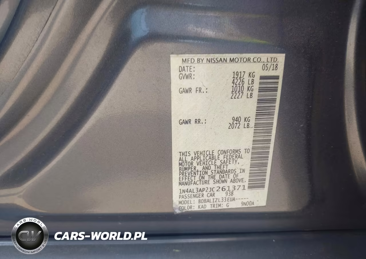 2018 Nissan Altima 2.5 Sv VIN:1N4AL3AP2JC261371 - 9
