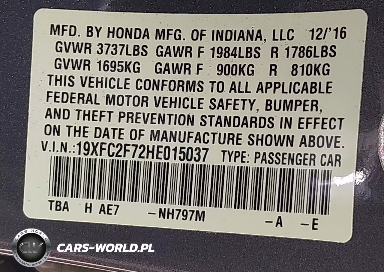 2017 Honda Civic Ex VIN:19XFC2F72HE015037 - 9