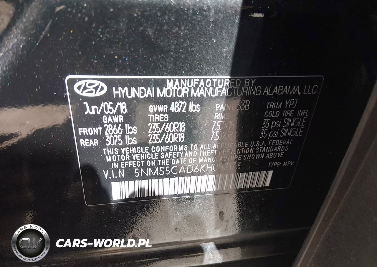 2019 Hyundai Santa Fe Ultimate VIN:5NMS5CAD6KH002173 - 9