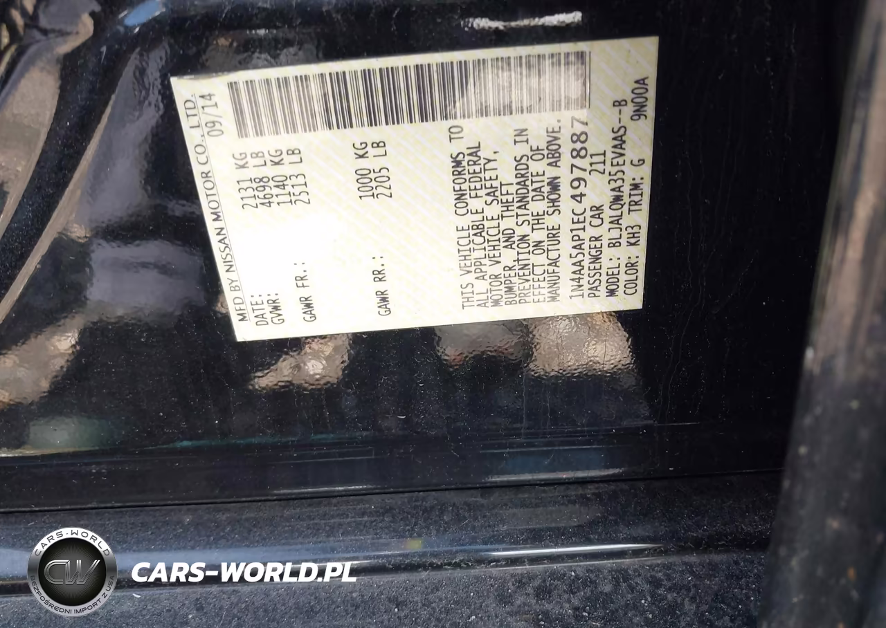 2014 Nissan Maxima 3.5 S VIN:1N4AA5AP1EC497887 - 9