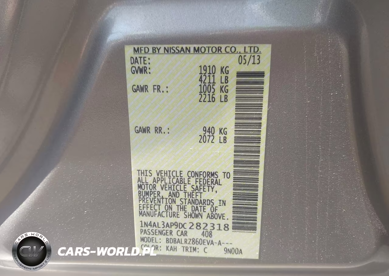 2013 Nissan Altima 2.5 S VIN:1N4AL3AP9DC282318 - 9