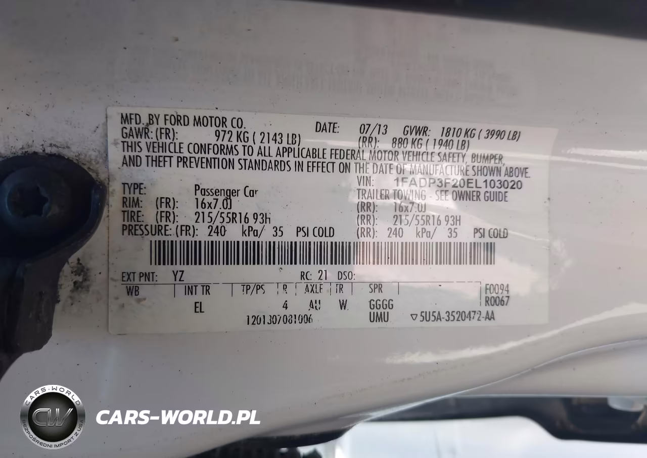 2014 Ford Focus Se VIN:1FADP3F20EL103020 - 9