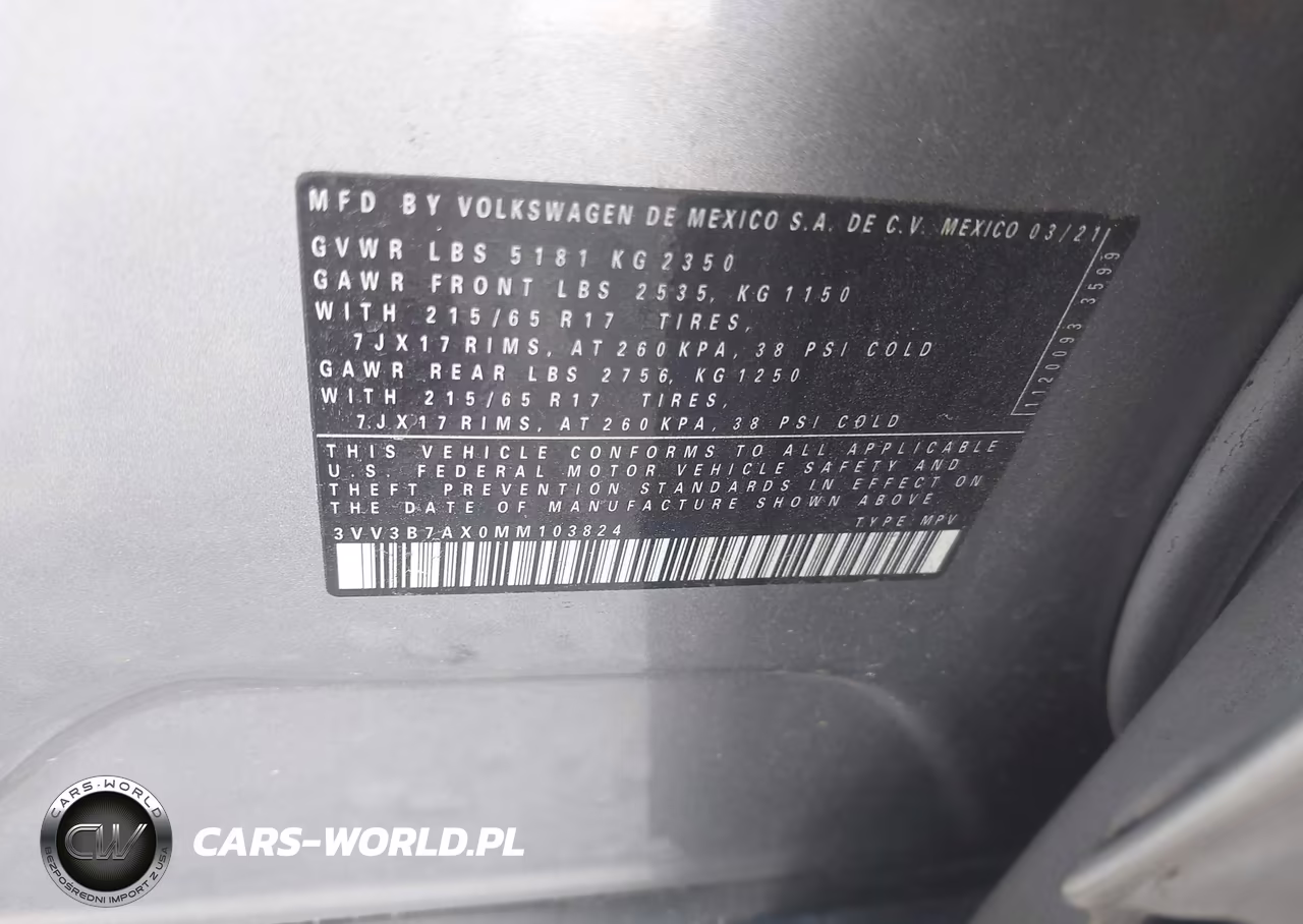 2021 Volkswagen Tiguan 2.0T Se-2.0T Se R-Line Black-2.0T Sel VIN:3VV3B7AX0MM103824 - 9
