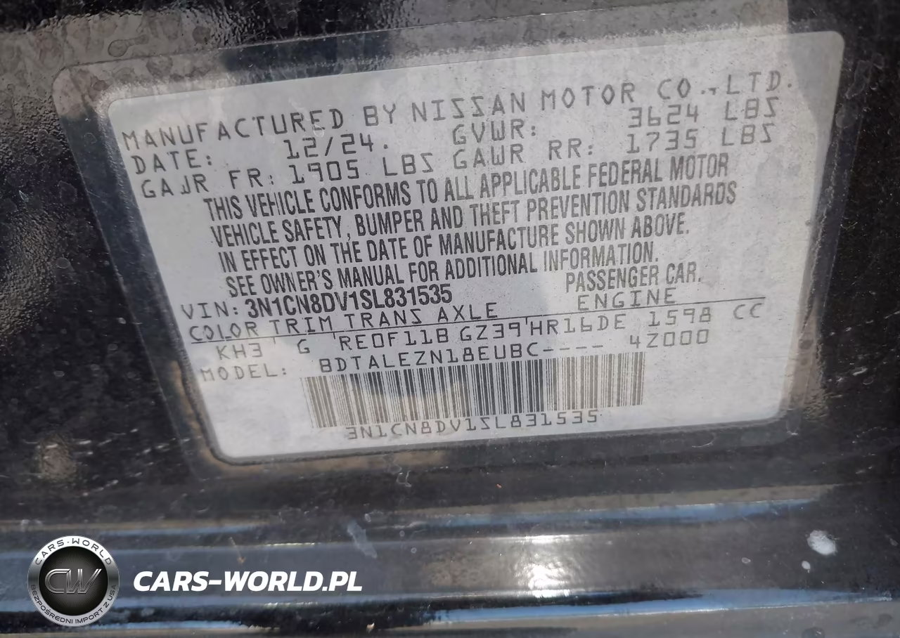 2025 Nissan Versa 1.6 S VIN:3N1CN8DV1SL831535 - 9