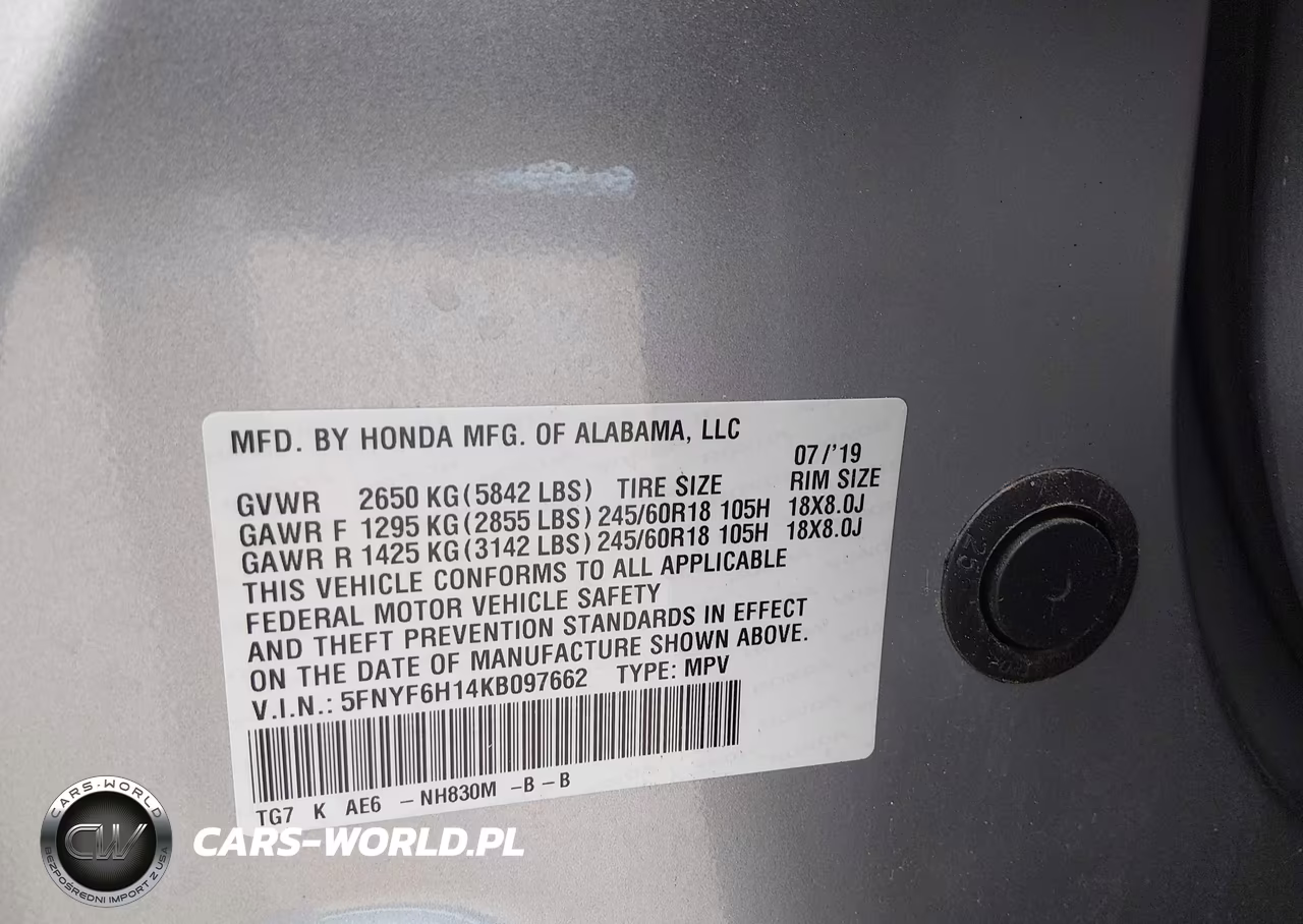 2019 Honda Pilot Lx VIN:5FNYF6H14KB097662 - 9