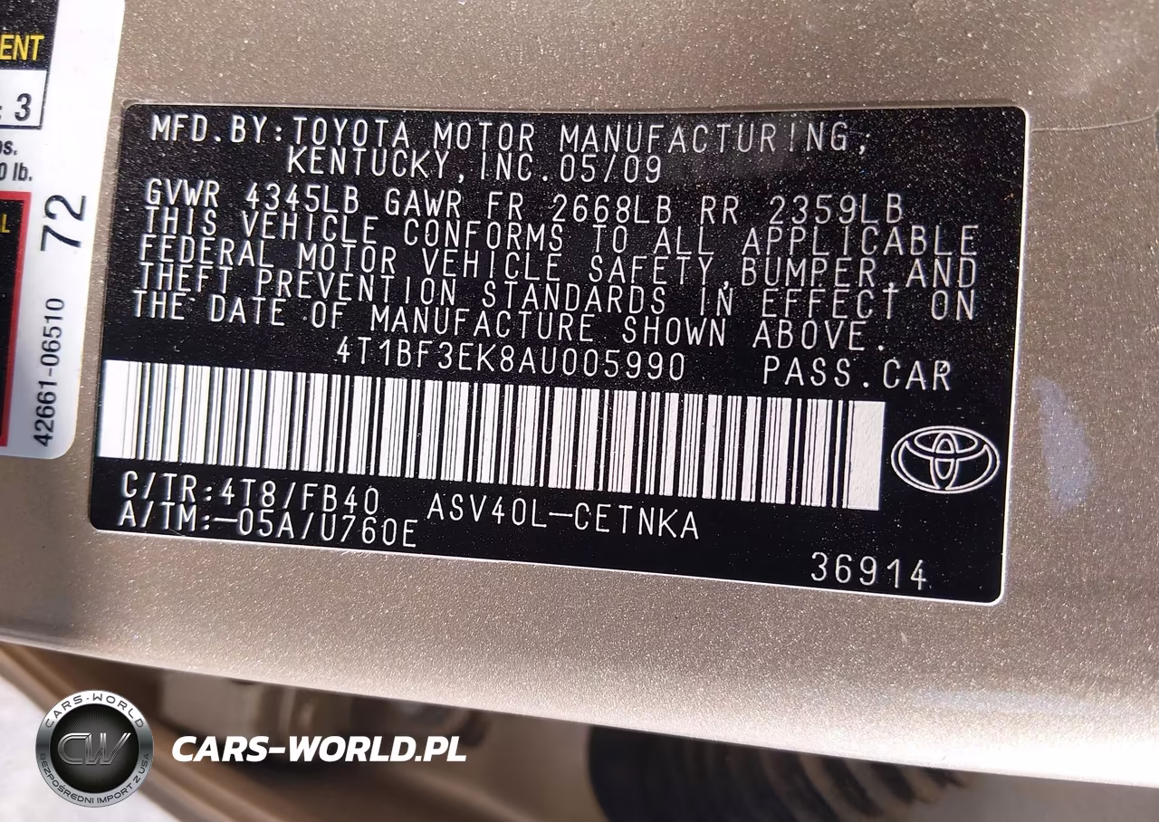 2010 Toyota Camry Le VIN:4T1BF3EK8AU005990 - 9