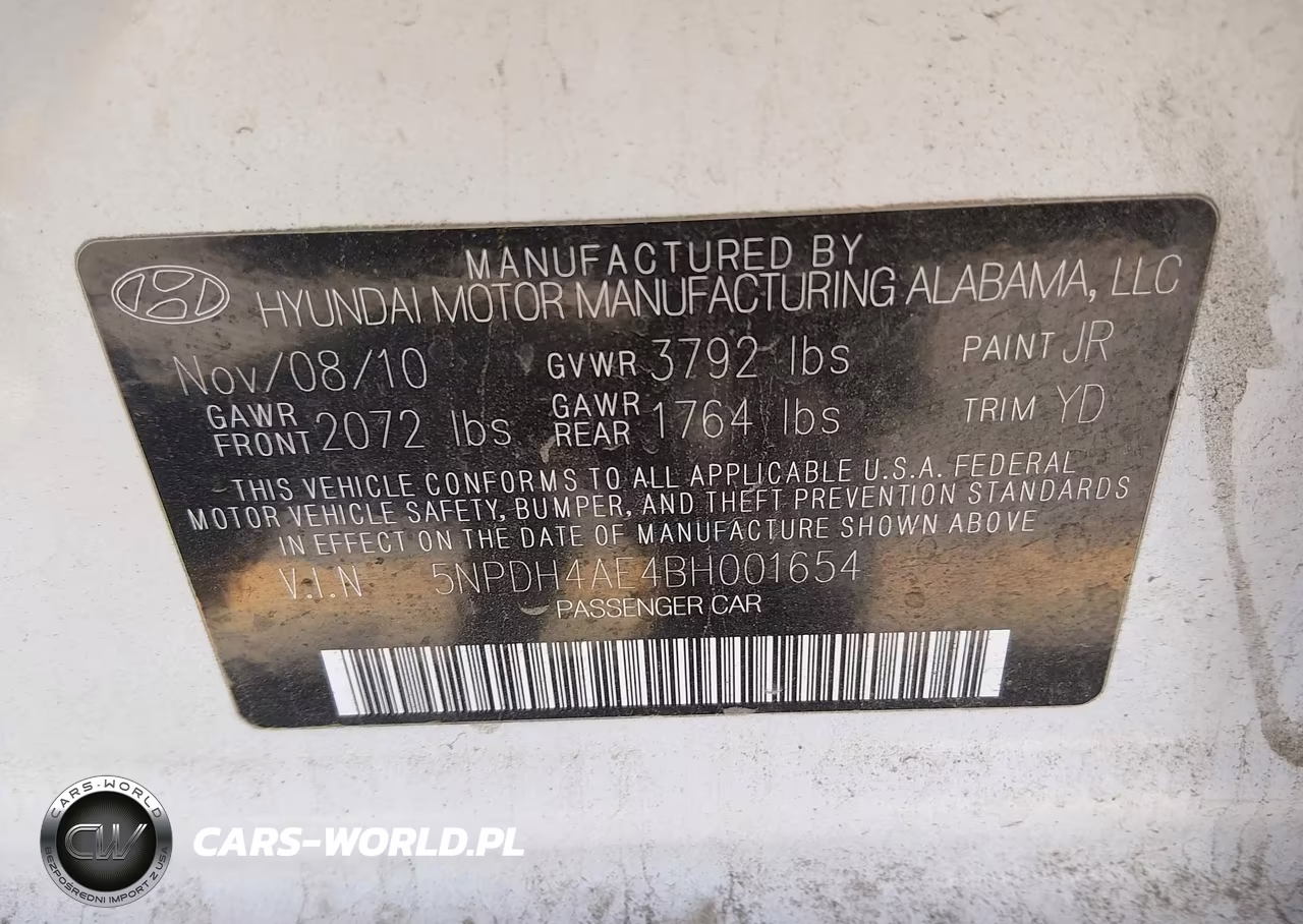 2011 Hyundai Elantra Gls VIN:5NPDH4AE4BH001654 - 9