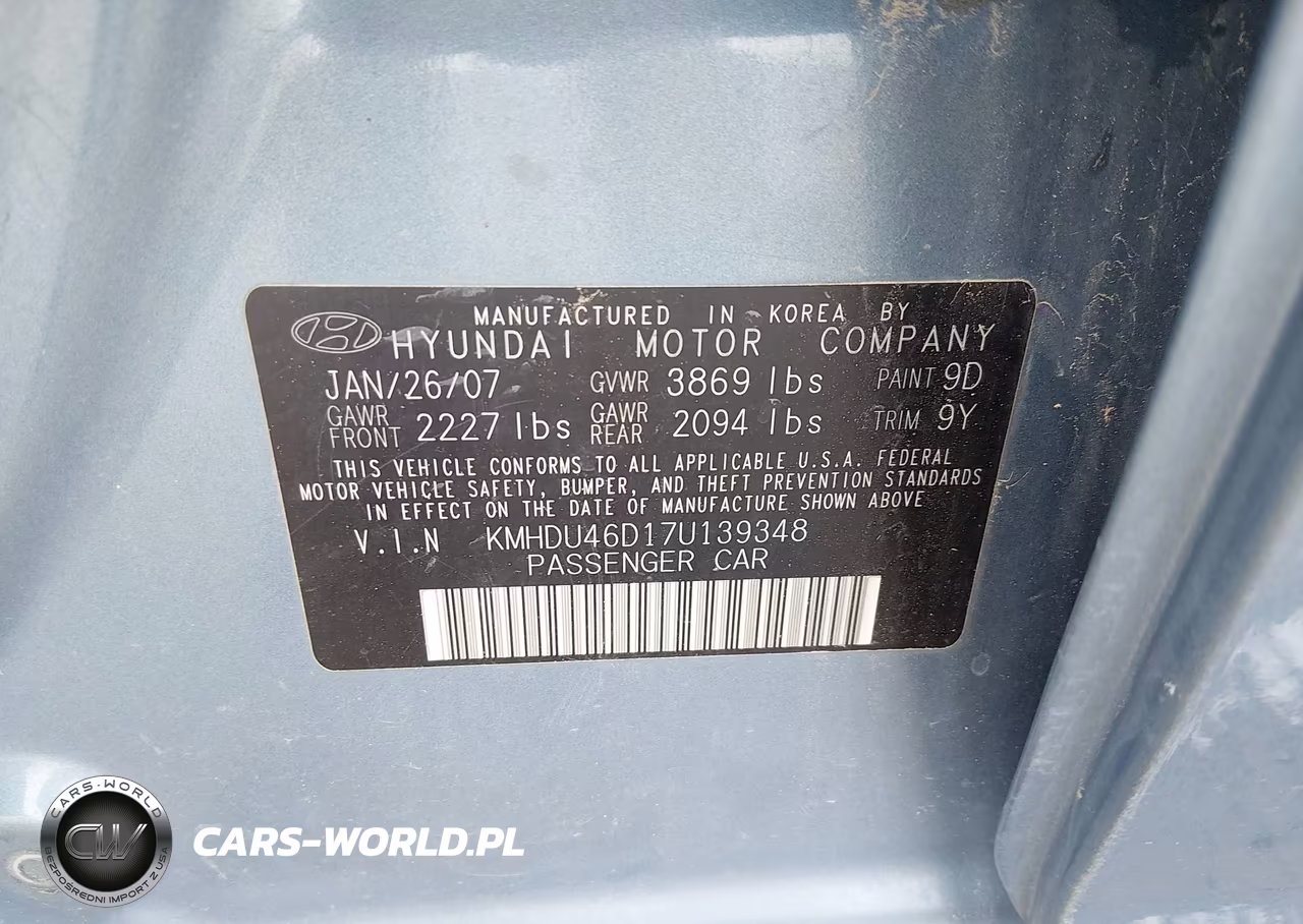2007 Hyundai Elantra Gls-Limited-Se VIN:KMHDU46D17U139348 - 9